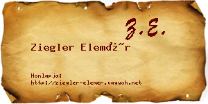 Ziegler Elemér névjegykártya